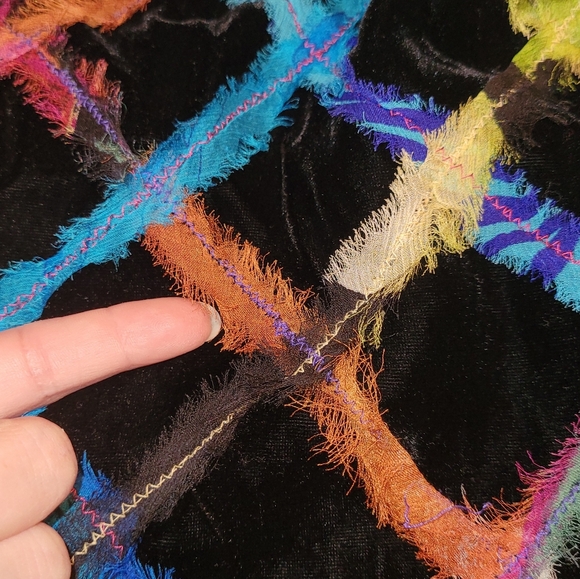 Chico's Multicolor Open Front Lattice Blazer Jacket Size 2 - Picture 3 of 4